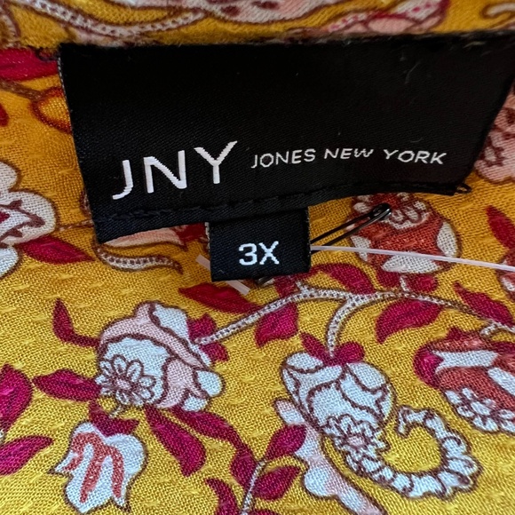 3/$30 Jones New York Womens Yellow Sleeveless Floral Print Pattern Top Size 3X - Picture 11 of 12